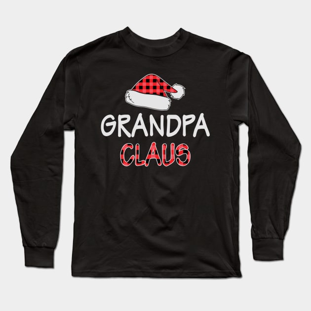 Red Plaid Grandpa Claus Santa Hat Matching Family Christmas Gift Long Sleeve T-Shirt by BadDesignCo